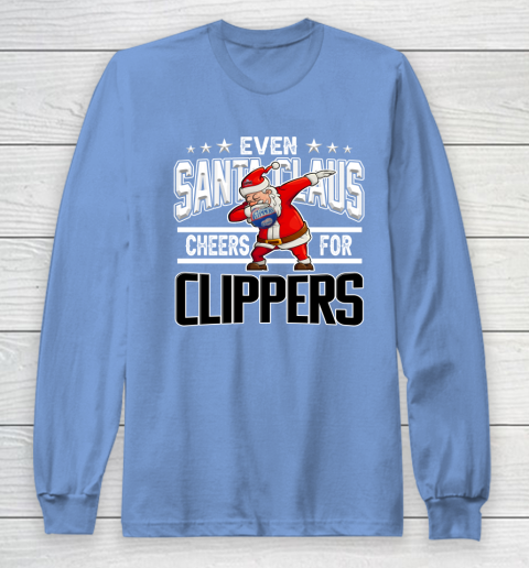 LA Clippers Even Santa Claus Cheers For Christmas NBA Long Sleeve T-Shirt 8