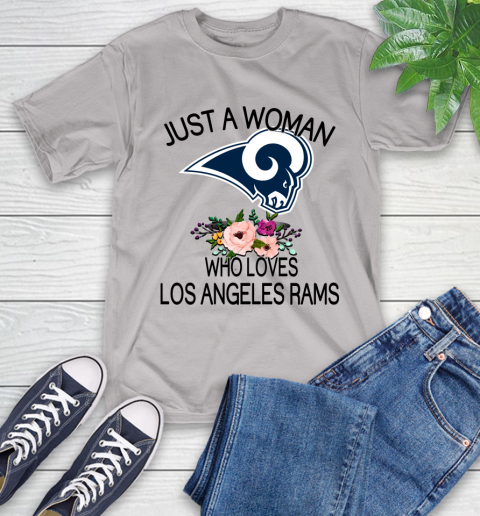 NFL Just A Woman Who Loves Los Angeles Rams Football Sports T-Shirt 12
