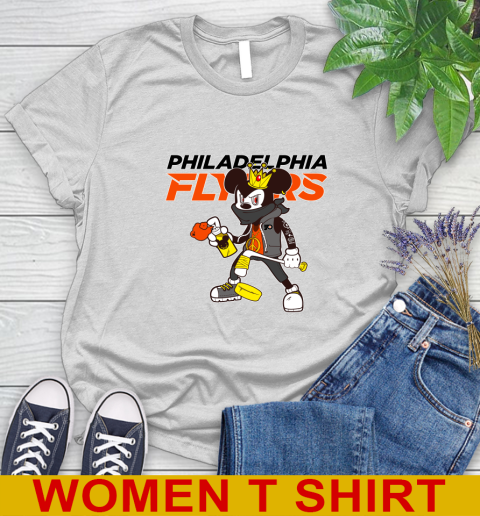 Philadelphia Flyers NHL Hockey Mickey Peace Sign Sports Women's T-Shirt