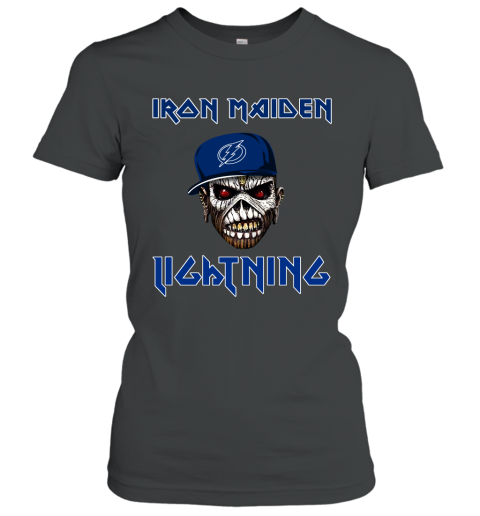 NHL Tampa Bay Lightning Iron Maiden Rock Band Music Hockey Sports XlMGCTZSHw6 ladies t shirt 20 95 151514 front black