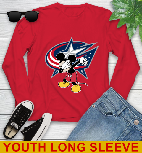 Columbus Blue Jackets NHL Hockey Dabbing Mickey Disney Sports Youth Long Sleeve 11