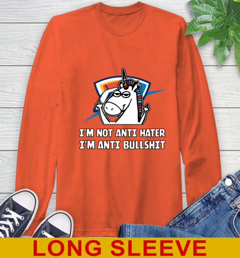 Oklahoma City Thunder NBA Basketball Unicorn I'm Not Anti Hater I'm Anti Bullshit Long Sleeve T-Shirt 5