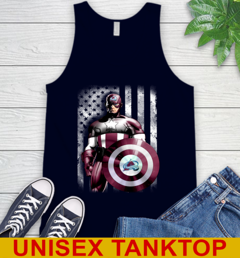 Colorado Avalanche NHL Hockey Captain America Marvel Avengers American Flag Shirt Tank Top 2