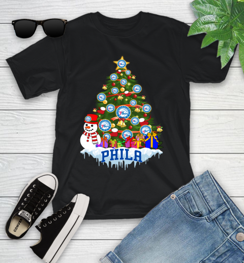 Philadelphia 76ers Merry Christmas NBA Basketball Sports Youth T-Shirt 2