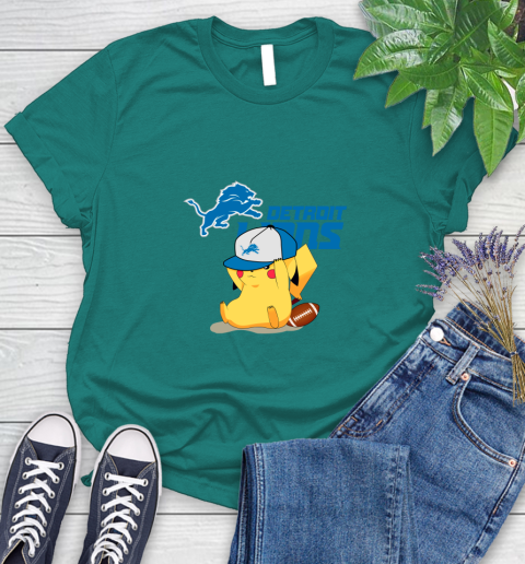 NFL Pikachu Football Sports Detroit Lions Women's T-Shirt 12