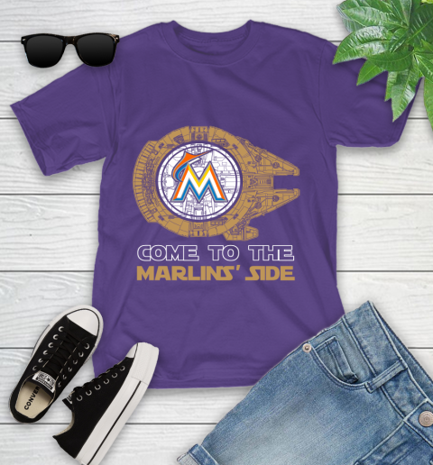 MLB Come To The Miami Marlins Side Star Wars Baseball Sports Youth T-Shirt 3