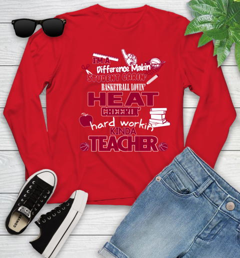Miami Heat NBA I'm A Difference Making Student Caring Basketball Loving Kinda Teacher Youth Long Sleeve 11