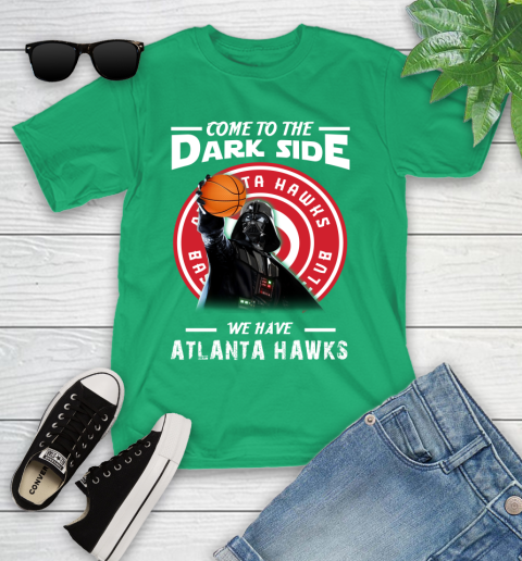 NBA Come To The Dark Side We Have Atlanta Hawks Star Wars Darth Vader Basketball Youth T-Shirt 8