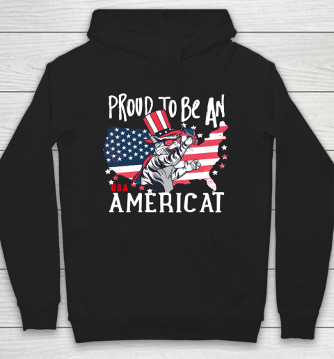 Independence Day 4th Of July USA  American Flag Day Cat Hoodie
