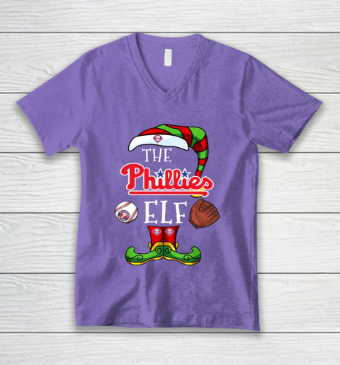 Philadelphia Phillies Christmas ELF Funny MLB V-Neck T-Shirt 8