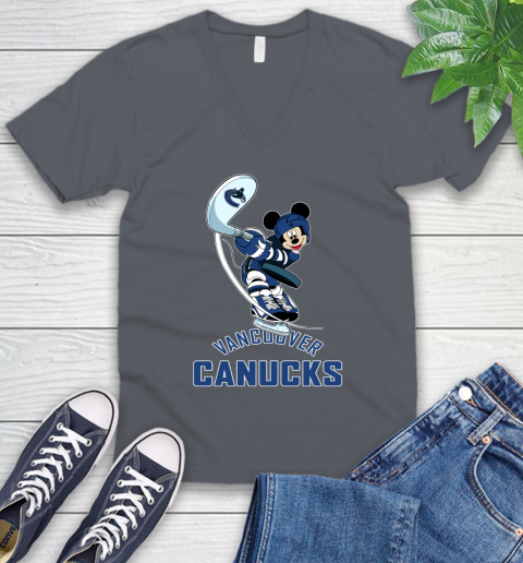 NHL Hockey Vancouver Canucks Cheerful Mickey Mouse Shirt V-Neck T-Shirt 5