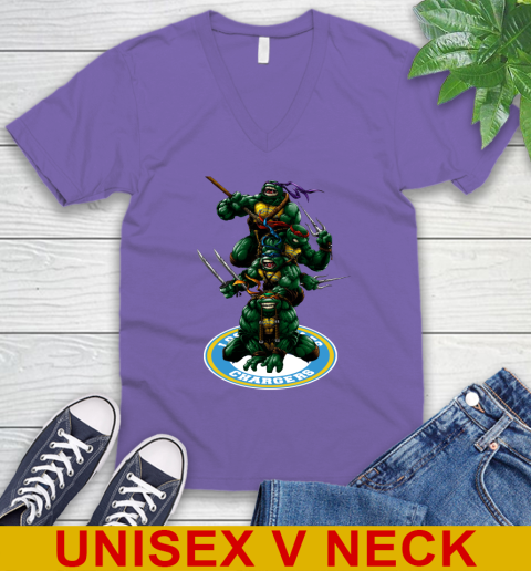 NFL Football Los Angeles Chargers Teenage Mutant Ninja Turtles Shirt V-Neck T-Shirt 9
