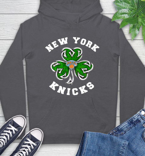 NBA New York Knicks Three Leaf Clover St Patrick's Day Basketball Sports Hoodie 7