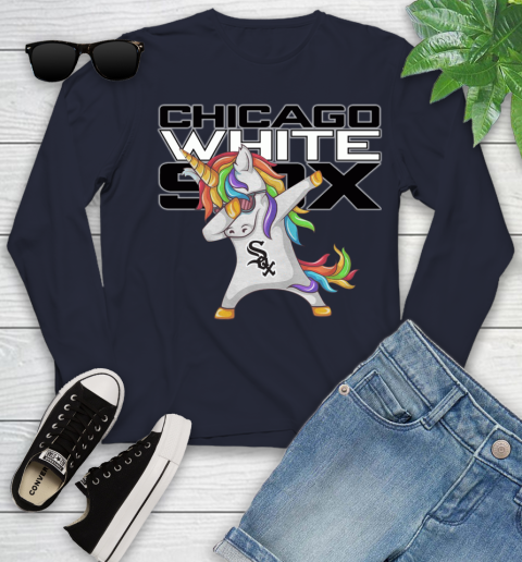 Chicago White Sox MLB Baseball Funny Unicorn Dabbing Sports Youth Long Sleeve 3