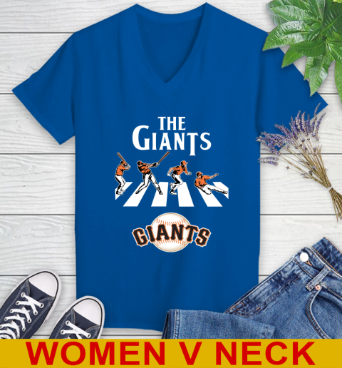 MLB Baseball San Francisco Giants The Beatles Rock Band Shirt Women's V-Neck T-Shirt 9