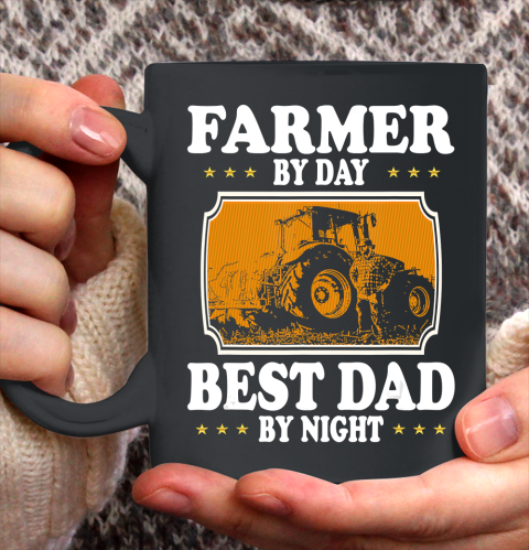 Father gift shirt Vintage Farmer by day best Dad by night lovers gifts father T Shirt Ceramic Mug 11oz