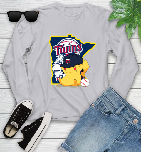 MLB Pikachu Baseball Sports Minnesota Twins Youth Long Sleeve 5