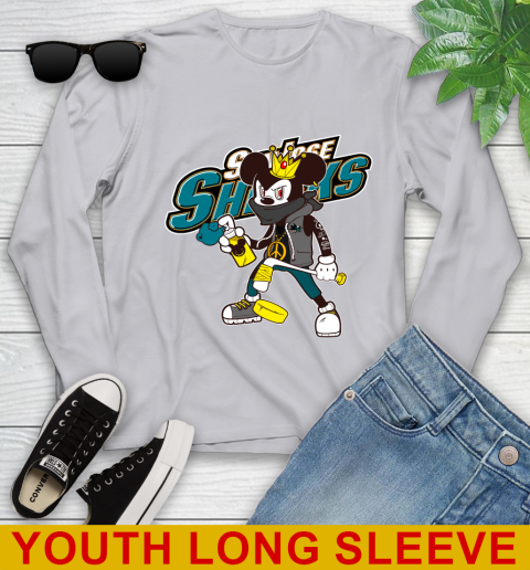 San Jose Sharks NHL Hockey Mickey Peace Sign Sports Youth Long Sleeve 6