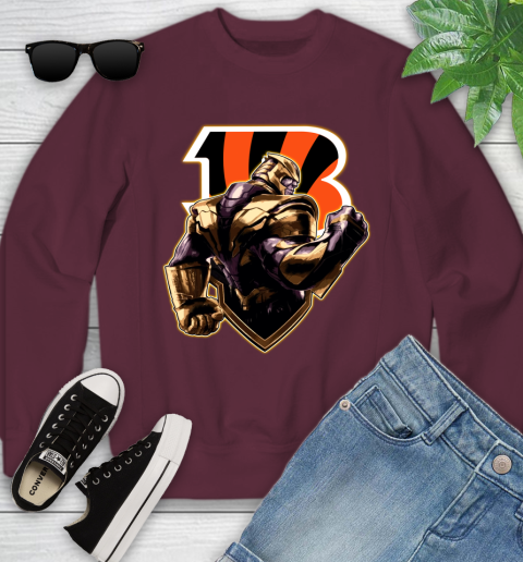 NFL Thanos Avengers Endgame Football Sports Cincinnati Bengals Youth Sweatshirt 5