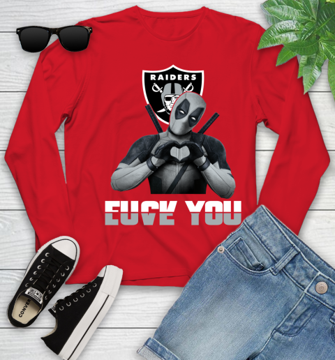 NHL Oakland Raiders Deadpool Love You Fuck You Football Sports Youth Long Sleeve 11