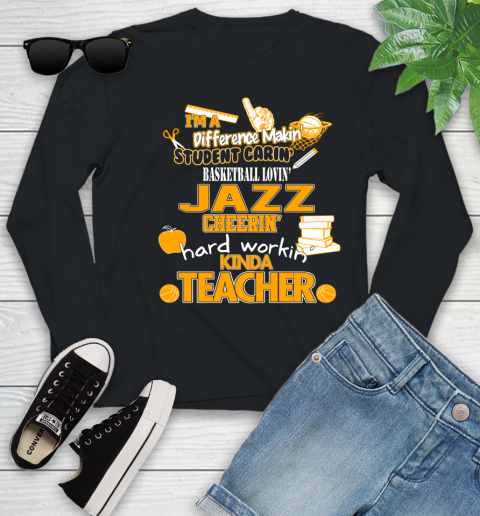 Utah Jazz NBA I'm A Difference Making Student Caring Basketball Loving Kinda Teacher Youth Long Sleeve