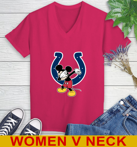 Indianapolis Colts NFL Football Dabbing Mickey Disney Sports Women's V-Neck T-Shirt 10