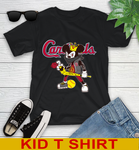 St.Louis Cardinals MLB Baseball Mickey Peace Sign Sports Youth T-Shirt 2