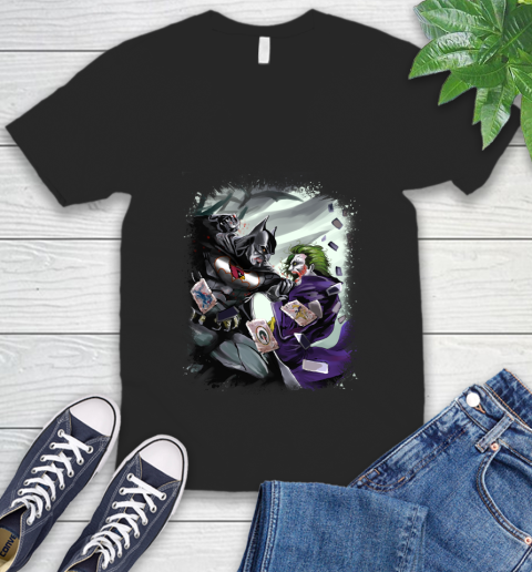 Arizona Cardinals NFL Football Batman Fighting Joker DC Comics V-Neck T-Shirt 2