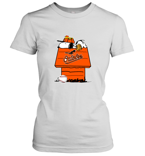 Baltimore Orioles Snoopy And Woodstock Resting Together MLB Women's T-Shirt
