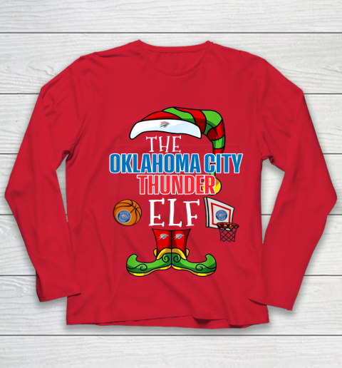 Oklahoma City Thunder Christmas ELF Funny NBA Youth Long Sleeve 8