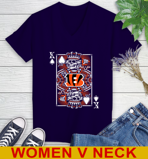 Cincinnati Bengals NFL Football The King Of Spades Death Cards Shirt Women's V-Neck T-Shirt 3