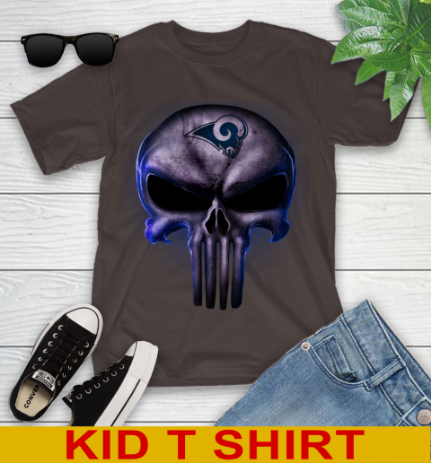 Los Angeles Rams NFL Football Punisher Skull Sports Youth T-Shirt 6