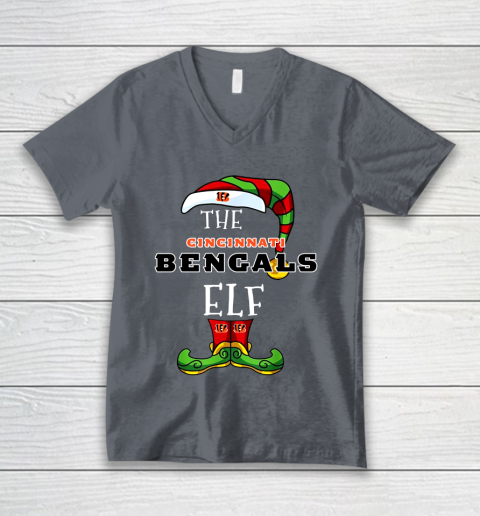 Cincinnati Bengals Christmas ELF Funny NFL V-Neck T-Shirt 4