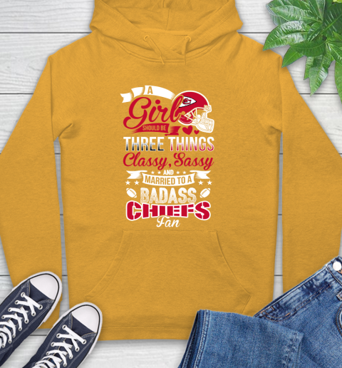 Kansas City Chiefs NFL Football A Girl Should Be Three Things Classy Sassy And A Be Badass Fan Hoodie - Image 3