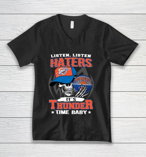 Listen Haters It is THUNGDER Time Baby NBA V-Neck T-Shirt