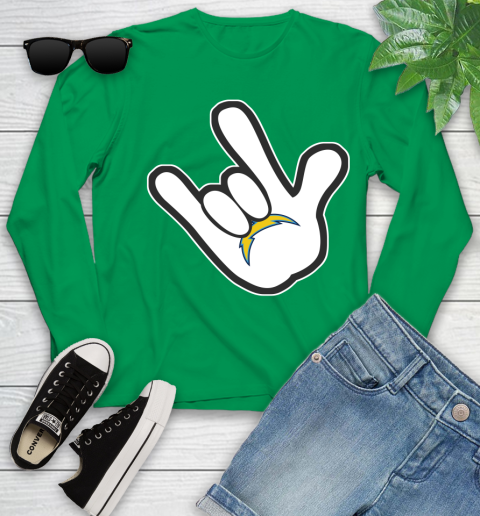 San Diego Chargers NFL Football Mickey Rock Hand Disney Youth Long Sleeve 6
