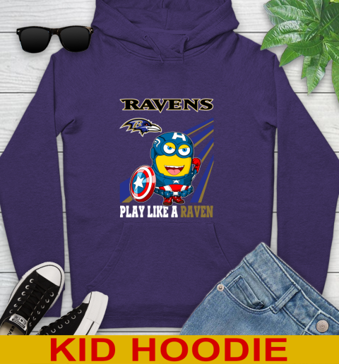 NFL Football Baltimore Ravens Captain America Marvel Avengers Minion Shirt Youth Hoodie 5