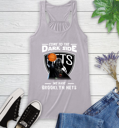 NBA Come To The Dark Side We Have Brooklyn Nets Star Wars Darth Vader Basketball Racerback Tank 4