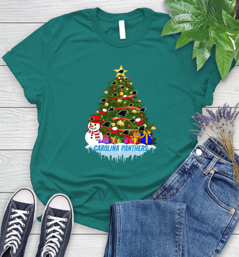 Carolina Panthers Merry Christmas NFL Football Sports Women's T-Shirt 12