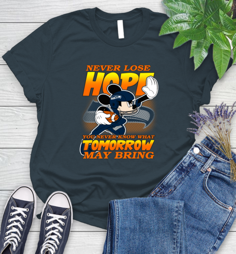 Seattle Seahawks NFL Football Mickey Disney Never Lose Hope Women's T-Shirt 11