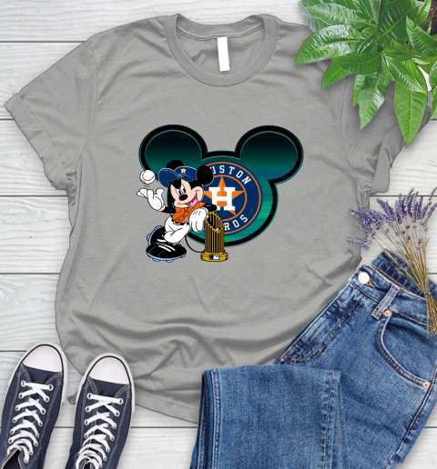 MLB Houston Astros The Commissioner's Trophy Mickey Mouse Disney Women's T-Shirt 10
