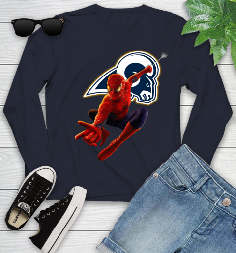 NFL Spider Man Avengers Endgame Football Los Angeles Rams Youth Long Sleeve 3