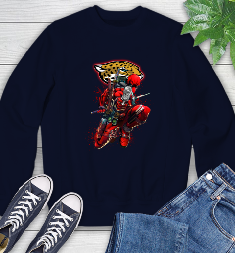 NFL Deadpool Marvel Comics Sports Football Jacksonville Jaguars Sweatshirt 3