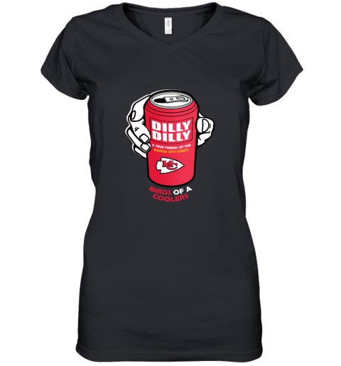 Bud Light Dilly Dilly! Kansas City Chiefs Birds Of A Cooler Women's V-Neck T-Shirt