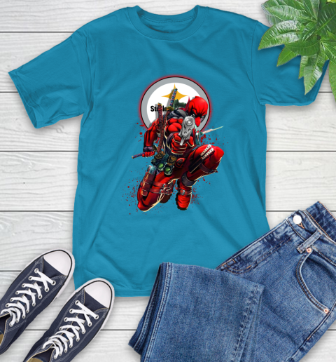 NFL Deadpool Marvel Comics Sports Football Pittsburgh Steelers T-Shirt 8