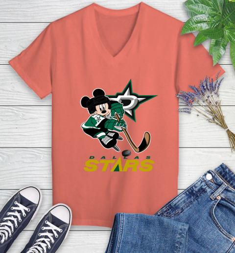 NHL Dallas Stars Mickey Mouse Disney Hockey T Shirt Women's V-Neck T-Shirt 6