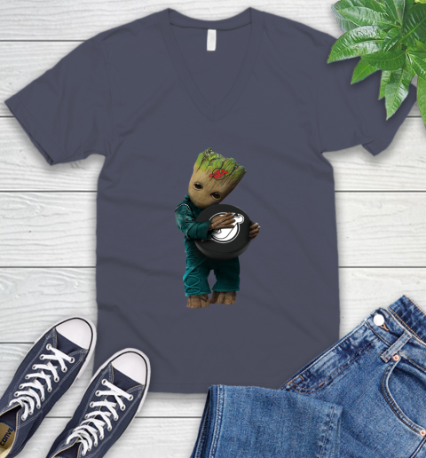 NHL Groot Guardians Of The Galaxy Hockey Sports New Jersey Devils V-Neck T-Shirt 9