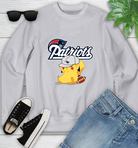 NFL Pikachu Football Sports New England Patriots Youth Sweatshirt 4