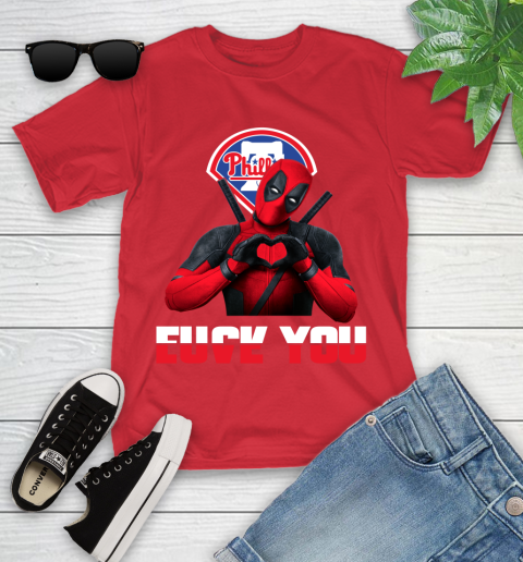 MLB Philadelphia Phillies Deadpool Love You Fuck You Baseball Sports Youth T-Shirt 13
