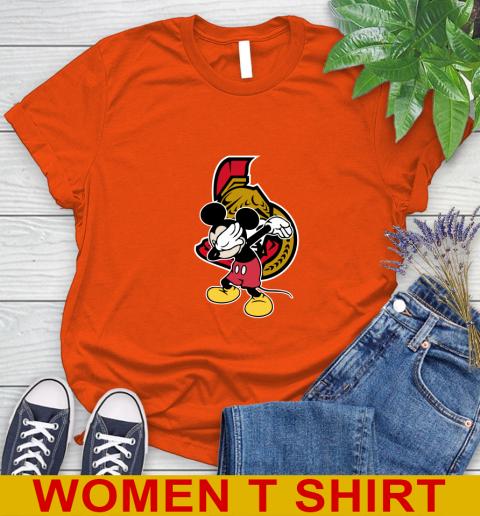 Ottawa Senators NHL Hockey Dabbing Mickey Disney Sports Women's T-Shirt 4